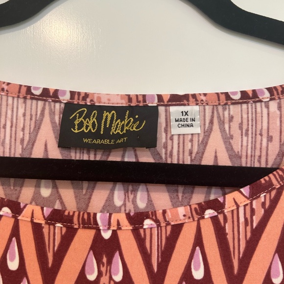 Bob Mackie Wearable Art Shirt Top Women Size 1X QVC Flare Sleeve Boho Blouse - Picture 4 of 11